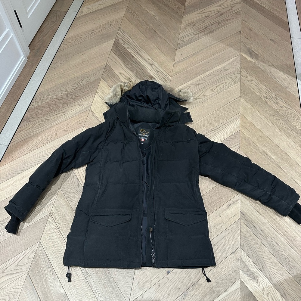 Canada Goose Black Puffer Jacket with Fur trimmed Hood